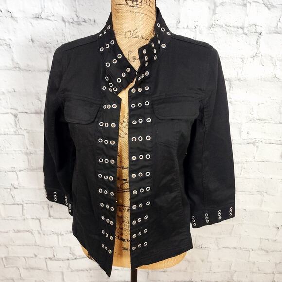 Live a little jacket Sz S black embellished pockets casual ACL - Picture 1 of 3
